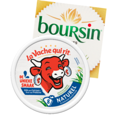 Boursin knoflook & fijne
kruiden pakje à 80 gram
of La Vache qui rit puntjes
pakje à 8 stuks